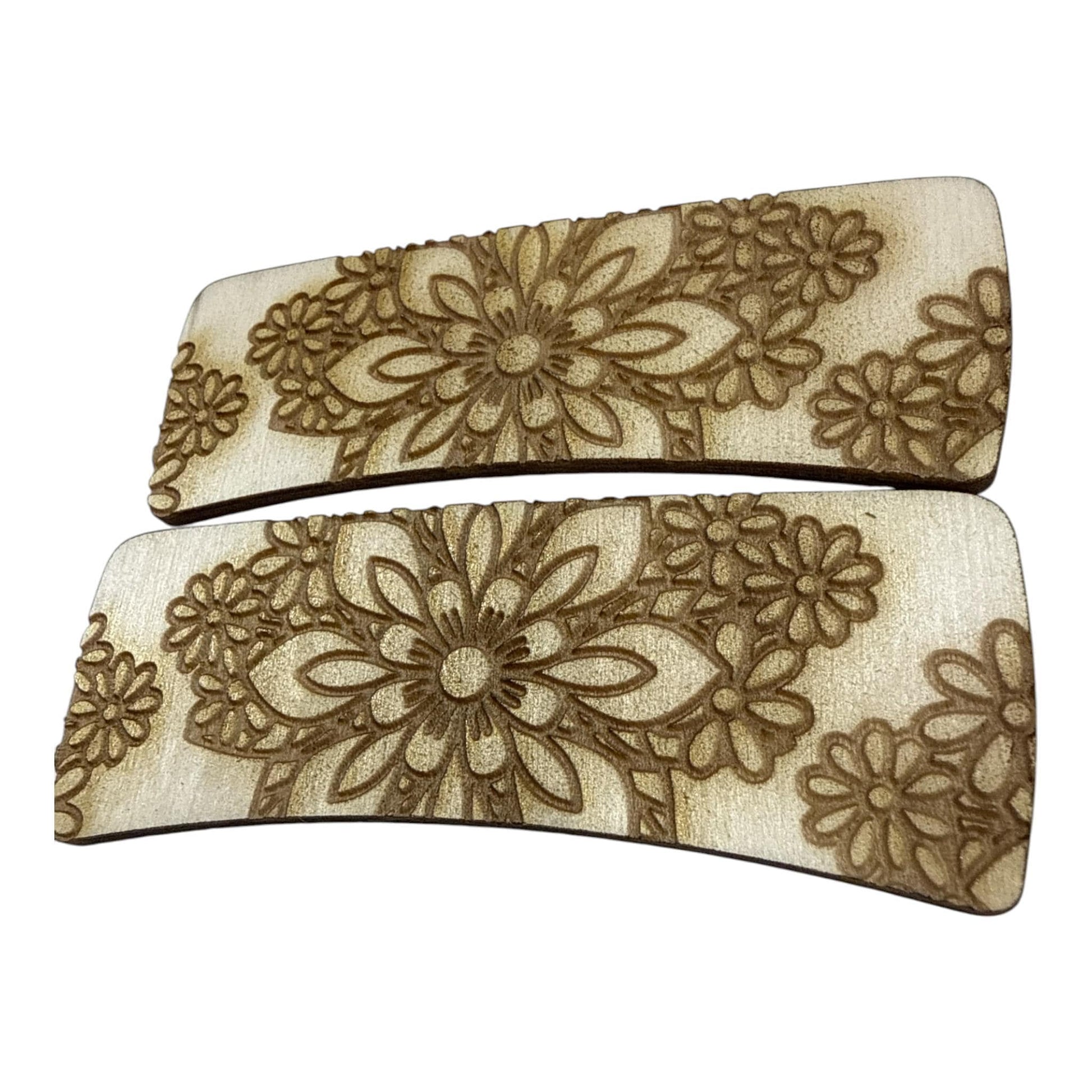 DIY Floral Mandala Hair Clip: Unfinished Wood Laser Cut Blank