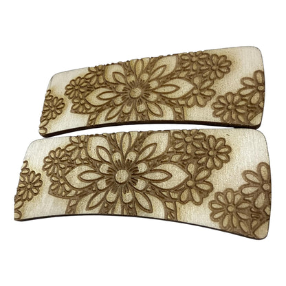 DIY Floral Mandala Hair Clip: Unfinished Wood Laser Cut Blank