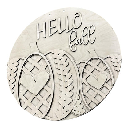 DIY Hello Fall Pumpkin Lattice Door Hanger, 3d Door Hanger, Unfinished Door Hanger