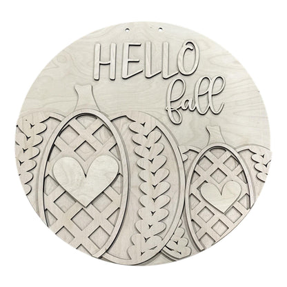 DIY Hello Fall Pumpkin Lattice Door Hanger, 3d Door Hanger, Unfinished Door Hanger