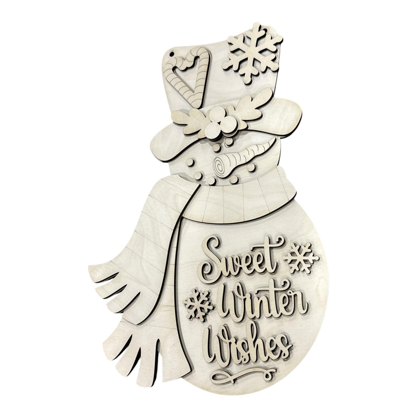 DIY Sweet Winter wishes Door Hanger, Winter Snowman, Snowman Door Hanger, Snowflakes