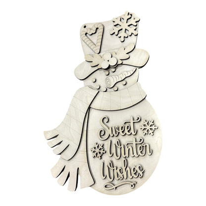 DIY Sweet Winter wishes Door Hanger, Winter Snowman, Snowman Door Hanger, Snowflakes
