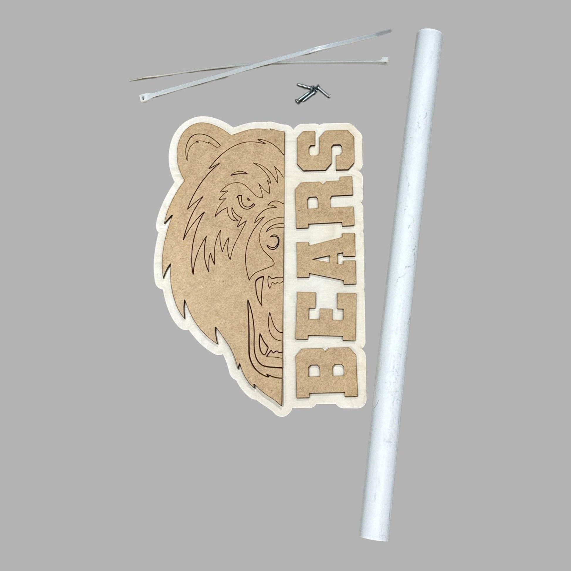 DIY Logo Mascot with Name Spirit Wooden Name Cut-out for DIY Decor, Personalized Wooden Name Sign, Unfinished