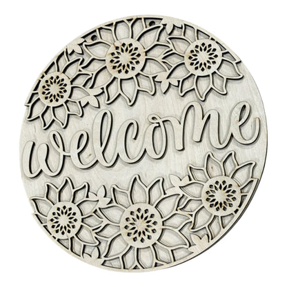 DIY Welcome Sunflower Door Hanger, 3d Door Hanger, Unfinished Door Hanger