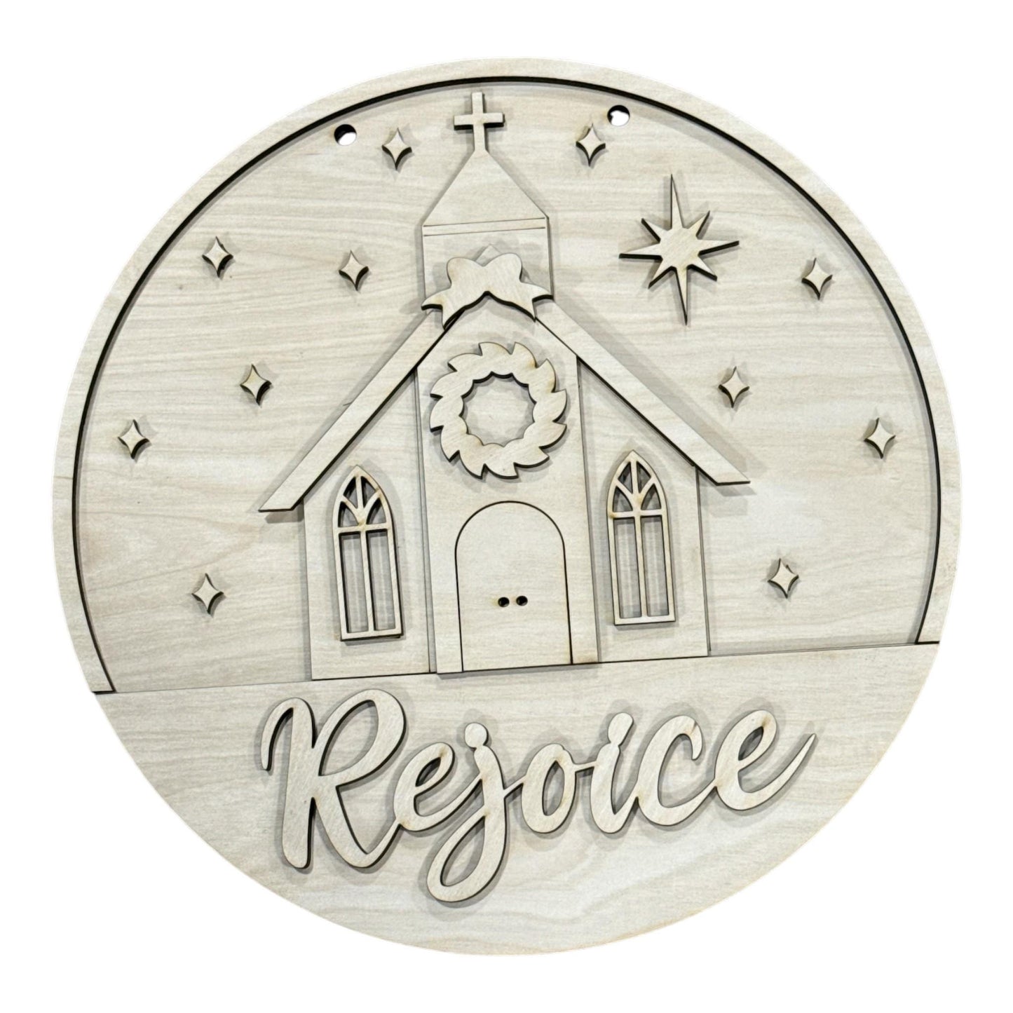 DIY Rejoice Christmas Church Door Hanger, 3d Door Hanger, Unfinished Door Hanger