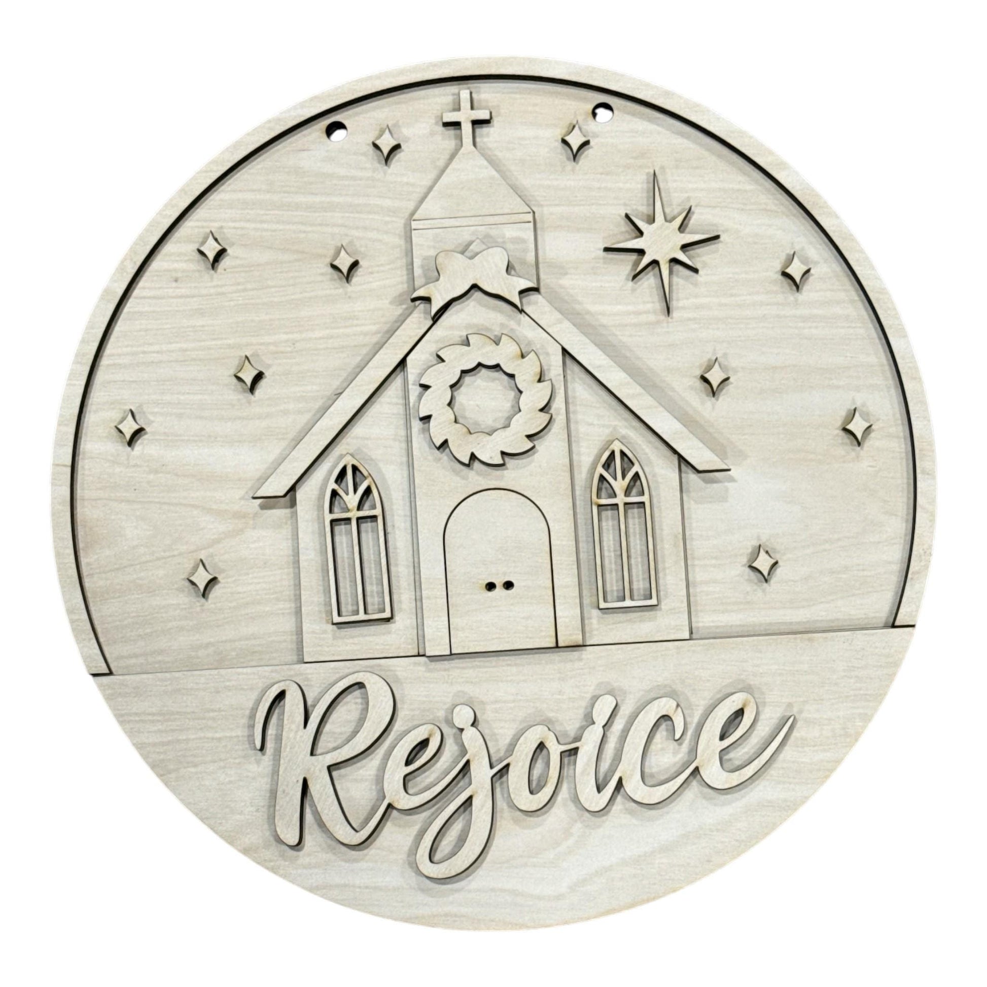 DIY Rejoice Christmas Church Door Hanger, 3d Door Hanger, Unfinished Door Hanger