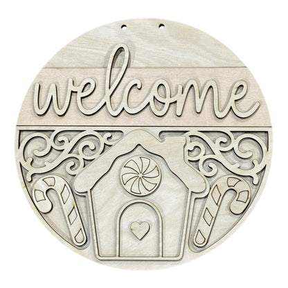 DIY Welcome Gingerbread House Door Hanger, 3d Door Hanger, Unfinished Door Hanger