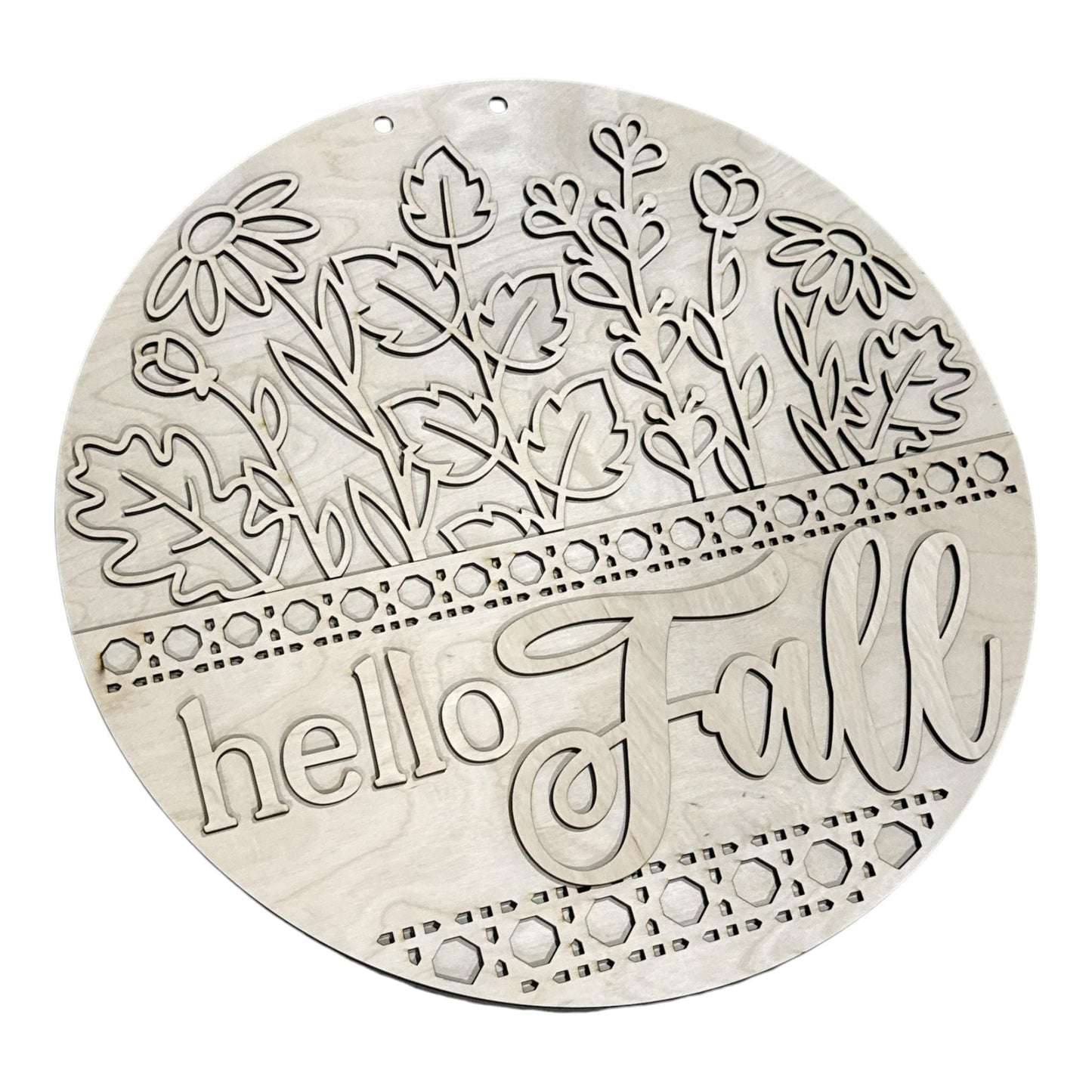 DIY Hello Fall with Flowers Door Hanger, 3d Door Hanger, Unfinished Door Hanger