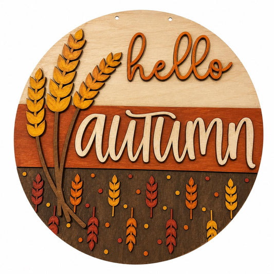 DIY Hello Autumn 3D Sign Wood Door Hanger: Paint Craft Project