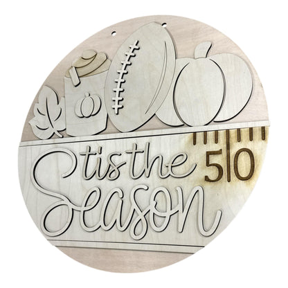 DIY Tis the Season Fall Coffee and Football Door Hanger, 3d Door Hanger, Unfinished Door Hanger