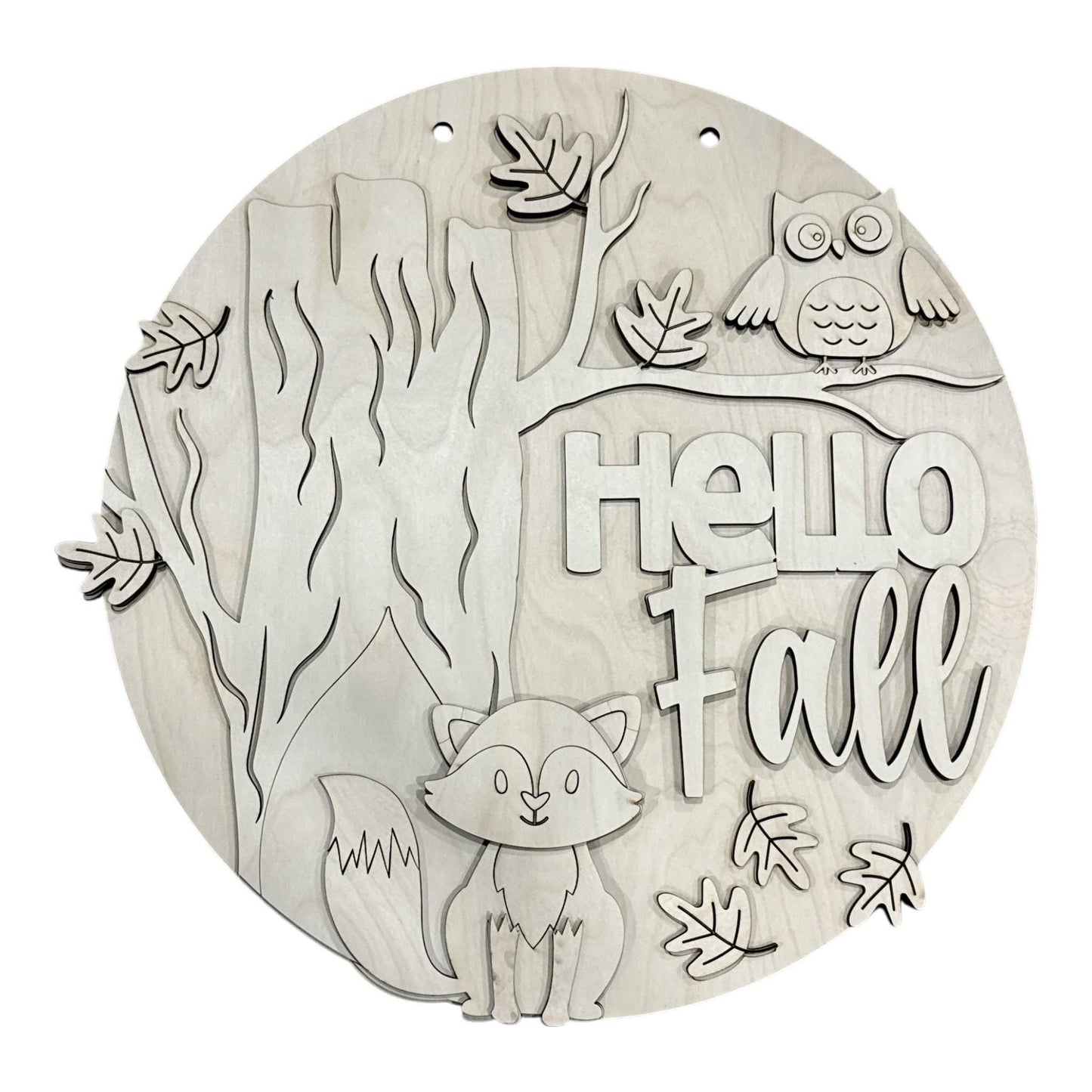 DIY Hello Fall Fox and Owl Door Hanger, 3d Door Hanger, Unfinished Door Hanger