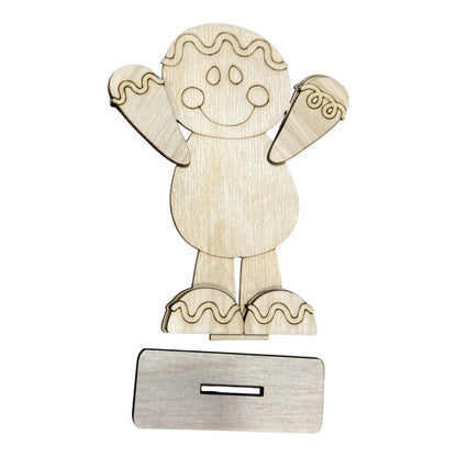DIY Cute Gingerbread Shelf Sitter, Winter Bear, Gingerbread, Tiered Tray, Kids Craft, Holiday Crafts