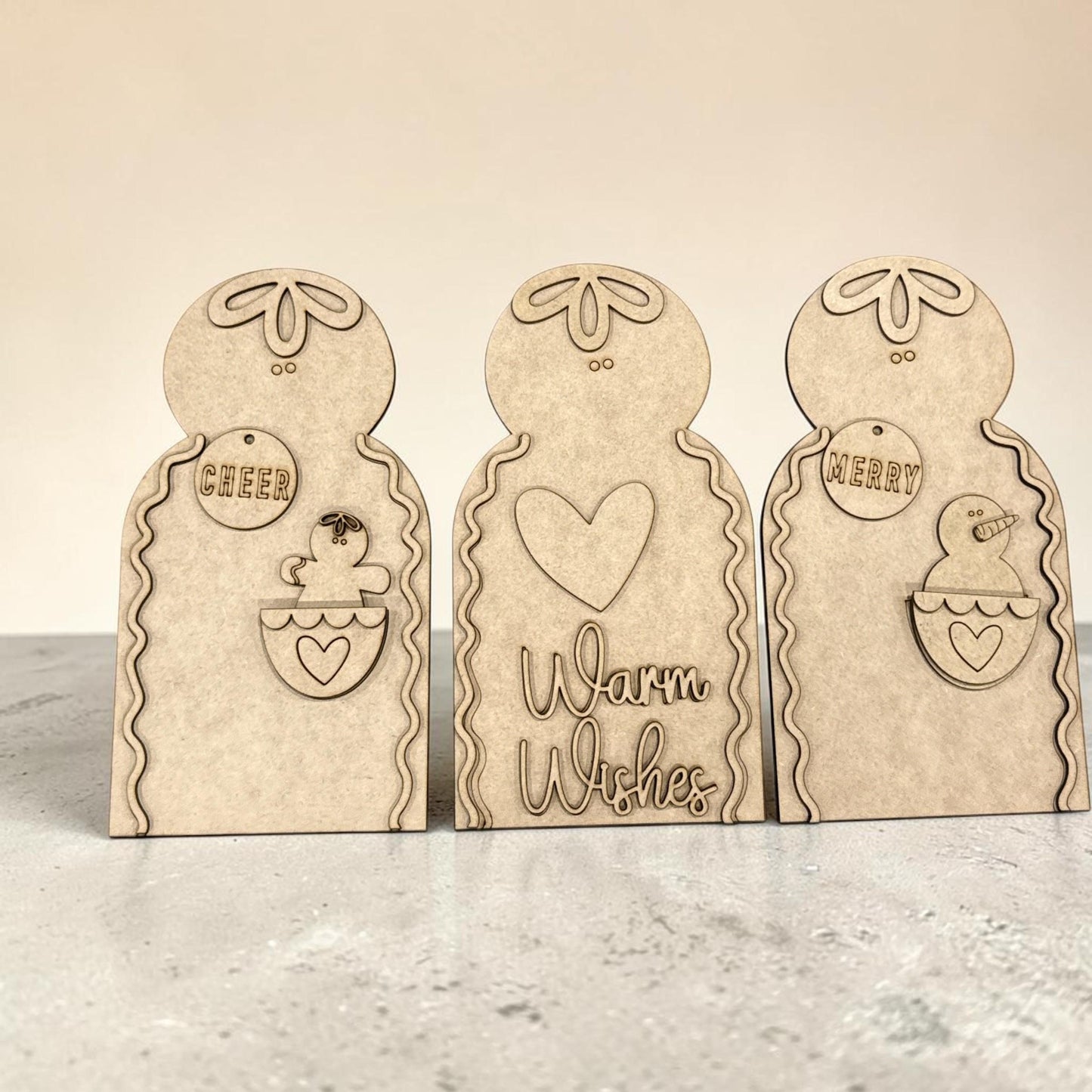 DIY Gingerbread or Snowman Pocket Hugs Unfinished