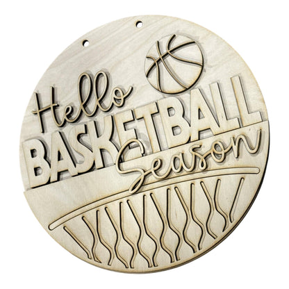 DIY Hello Basketball Season Door Hanger, 3d Door Hanger, Unfinished Door Hanger