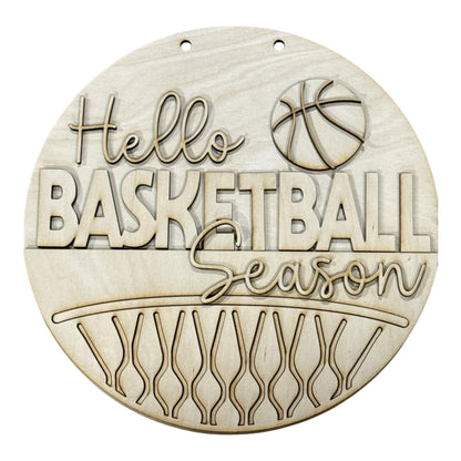DIY Hello Basketball Season Door Hanger, 3d Door Hanger, Unfinished Door Hanger