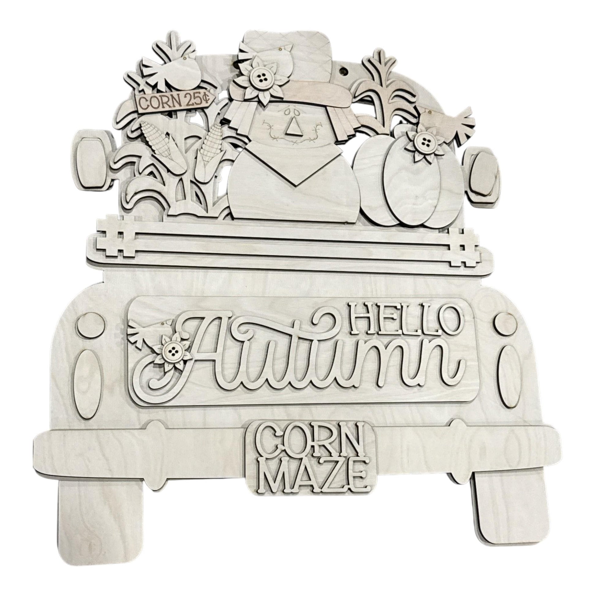 DIY Hello Autumn Scarecrows Truck Insert: Interchangeable, Insert Only