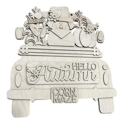 DIY Hello Autumn Scarecrows Truck Insert: Interchangeable, Insert Only