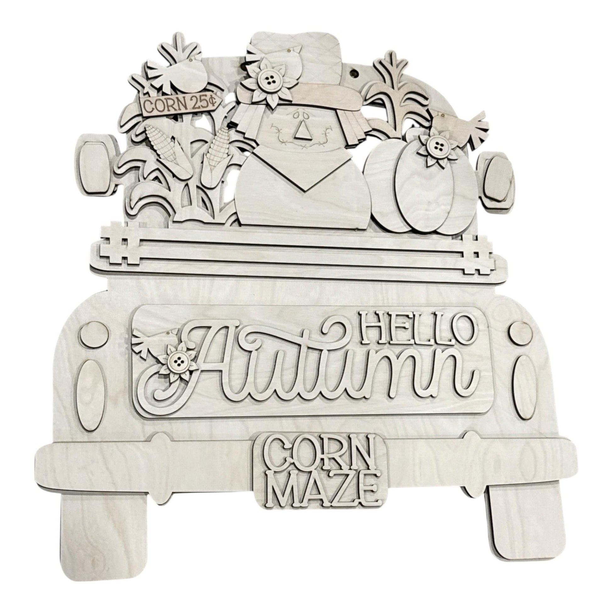 DIY Hello Autumn Scarecrows Truck Insert: Interchangeable, Insert Only