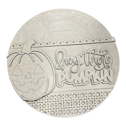 DIY Hey There Pumpkin with Jackolantern Door Hanger, 3d Door Hanger, Unfinished Door Hanger, Fall
