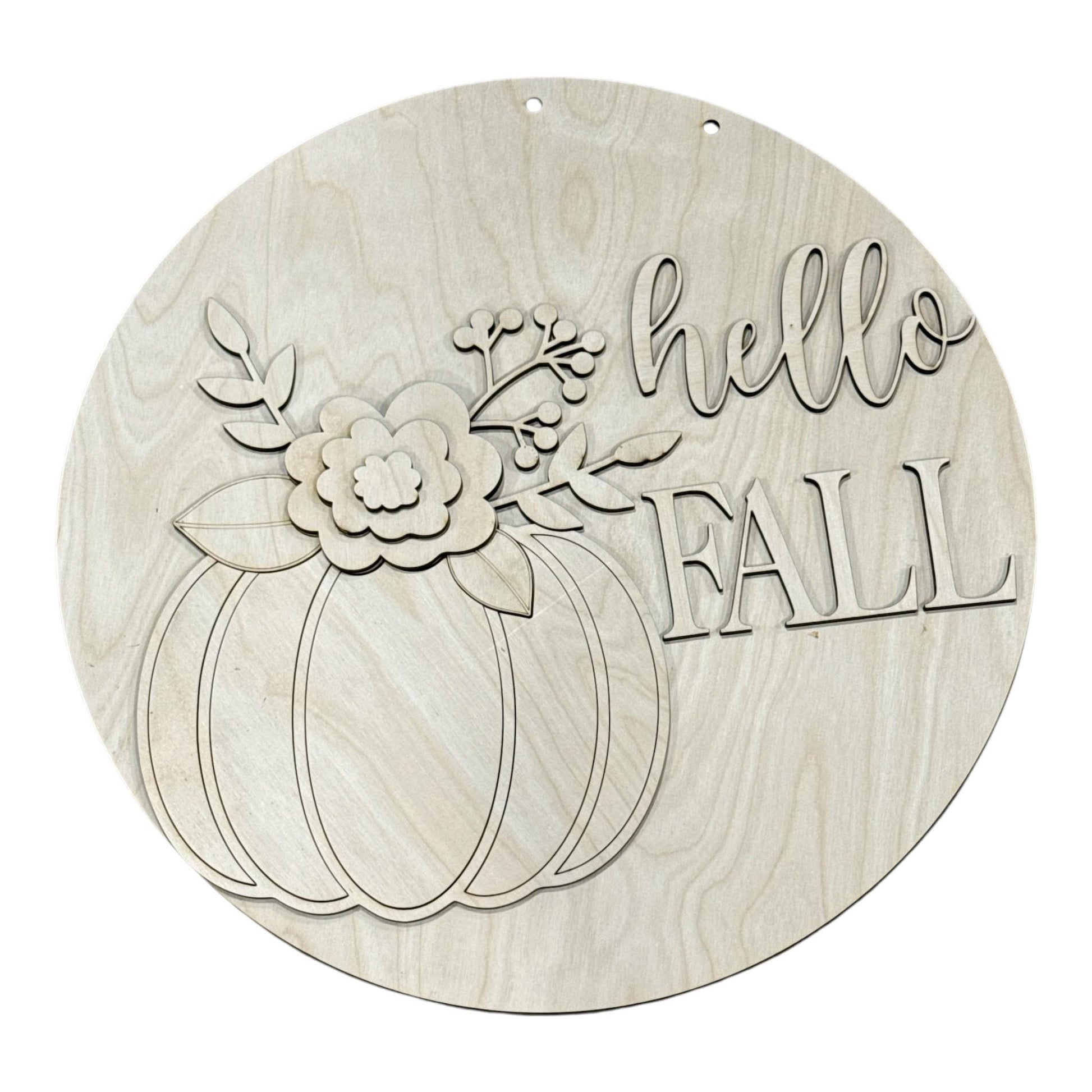 DIY Hello Fall Pumpkin and Flowers Door Hanger, 3d Door Hanger, Unfinished Door Hanger, Fall