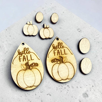 DIY Hello Fall pumpkins Earrings: Unfinished Birch Blanks, stud