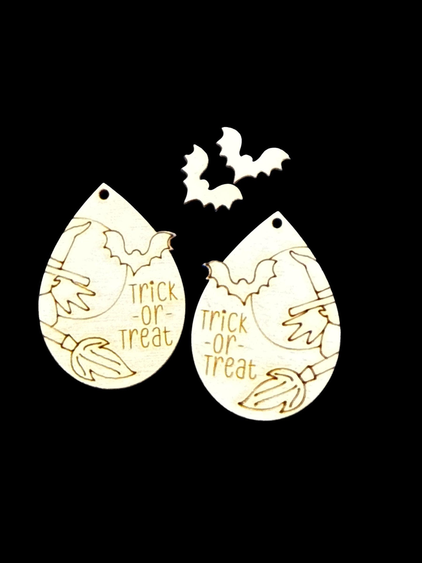 DIY Trick or Treat and Bat Wood Earrings: Unfinished Birch Blanks