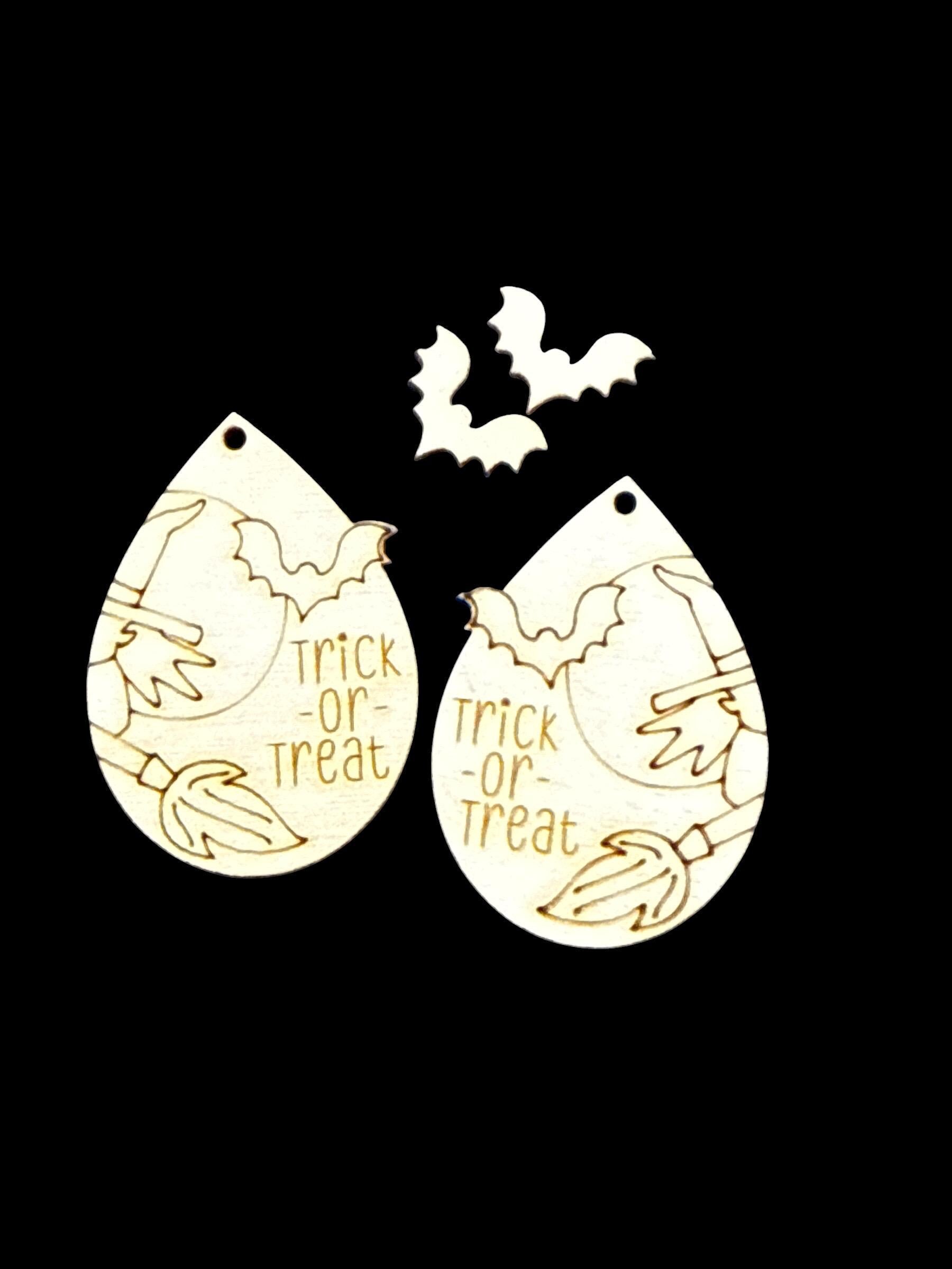 DIY Trick or Treat and Bat Wood Earrings: Unfinished Birch Blanks