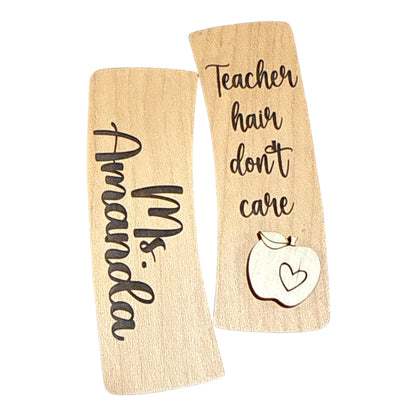 DIY Teacher hair don’t care Wood Hair Clip Pieces: Unfinished Laser Cut Blanks, personalized