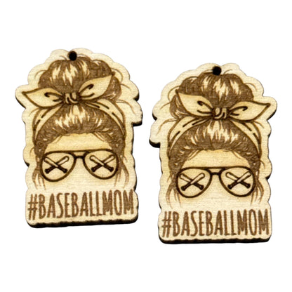 DIY Mom Bun Sports Earrings, Hockey, Baseball, Football