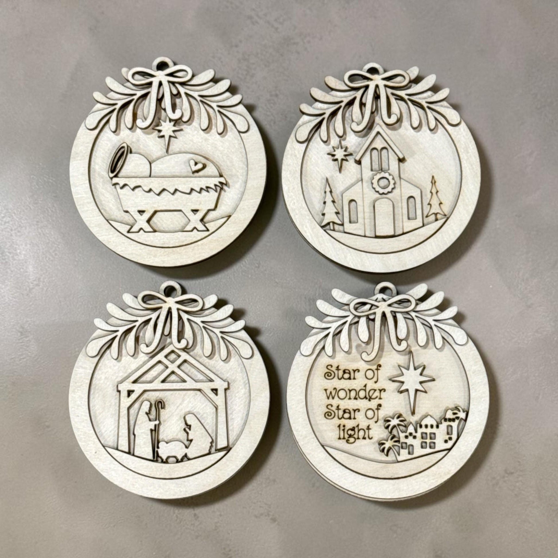 DIY Primitive Nativity Christmas Ornaments, Unfinished
