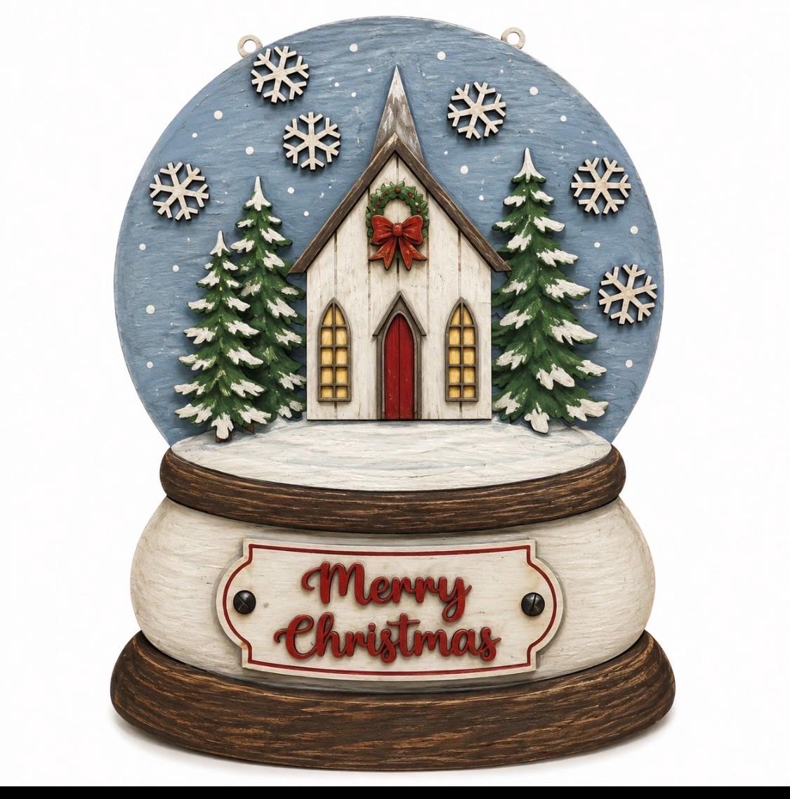 DIY Snowglobe church Unfinished Wood Door Hanger: Paint Craft Project