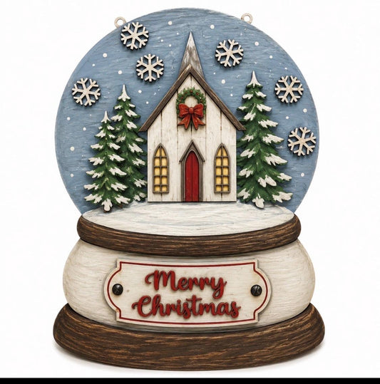 DIY Snowglobe church Unfinished Wood Door Hanger: Paint Craft Project