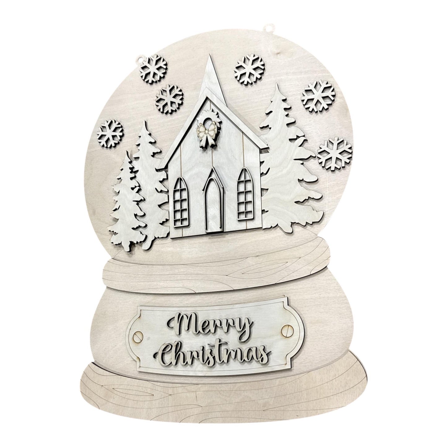 DIY Snowglobe church Unfinished Wood Door Hanger: Paint Craft Project
