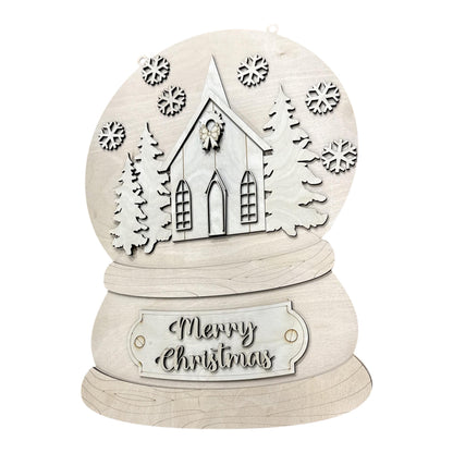 DIY Snowglobe church Unfinished Wood Door Hanger: Paint Craft Project