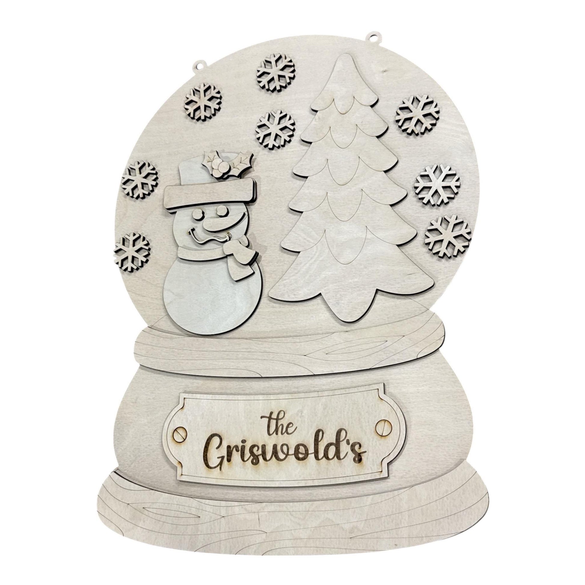 DIY Snowglobe snowman Unfinished Wood Door Hanger: Paint Craft Project