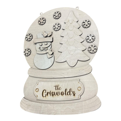 DIY Snowglobe snowman Unfinished Wood Door Hanger: Paint Craft Project