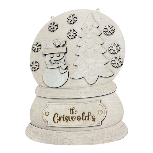 DIY Snowglobe snowman Unfinished Wood Door Hanger: Paint Craft Project