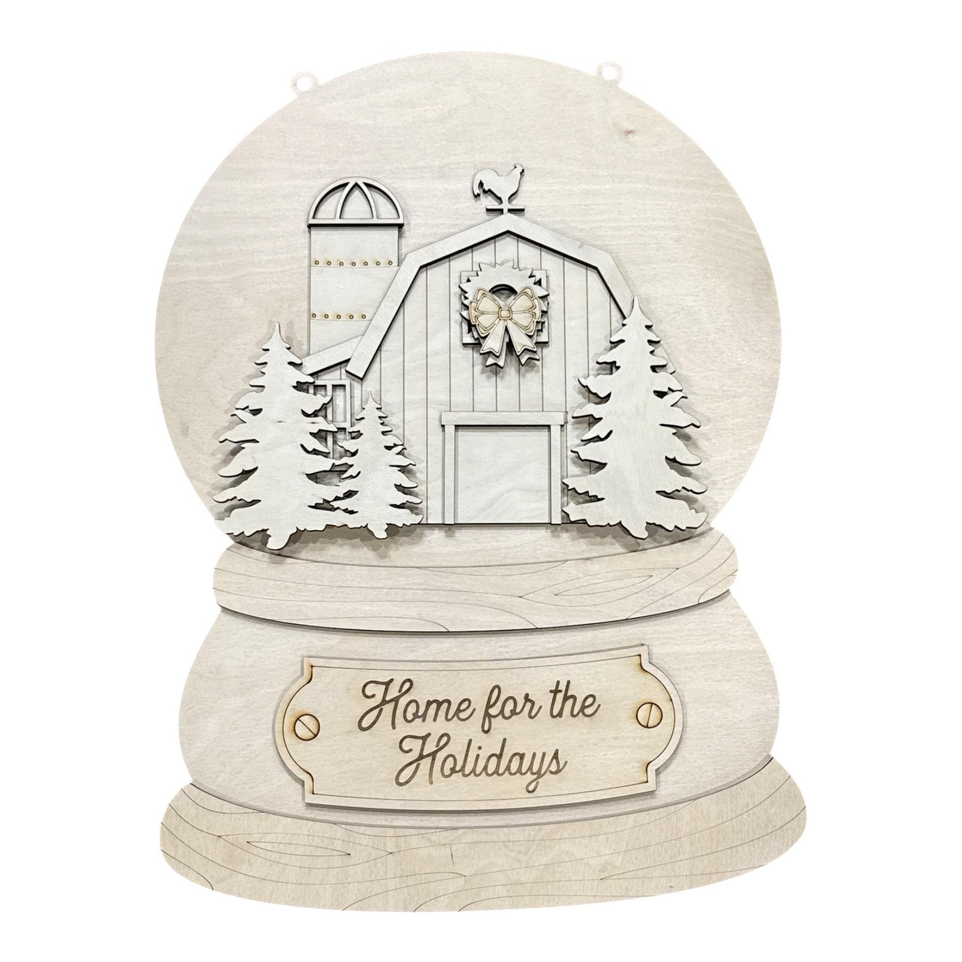 DIY Snowglobe Barn Unfinished Wood Door Hanger: Paint Craft Project