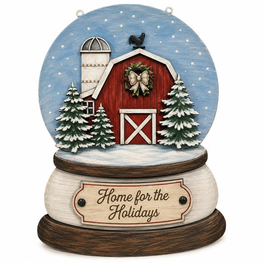 DIY Snowglobe Barn Unfinished Wood Door Hanger: Paint Craft Project