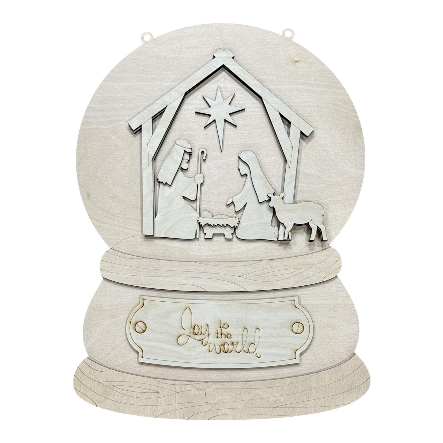 DIY Snowglobe Nativity Unfinished Wood Door Hanger: Paint Craft Project