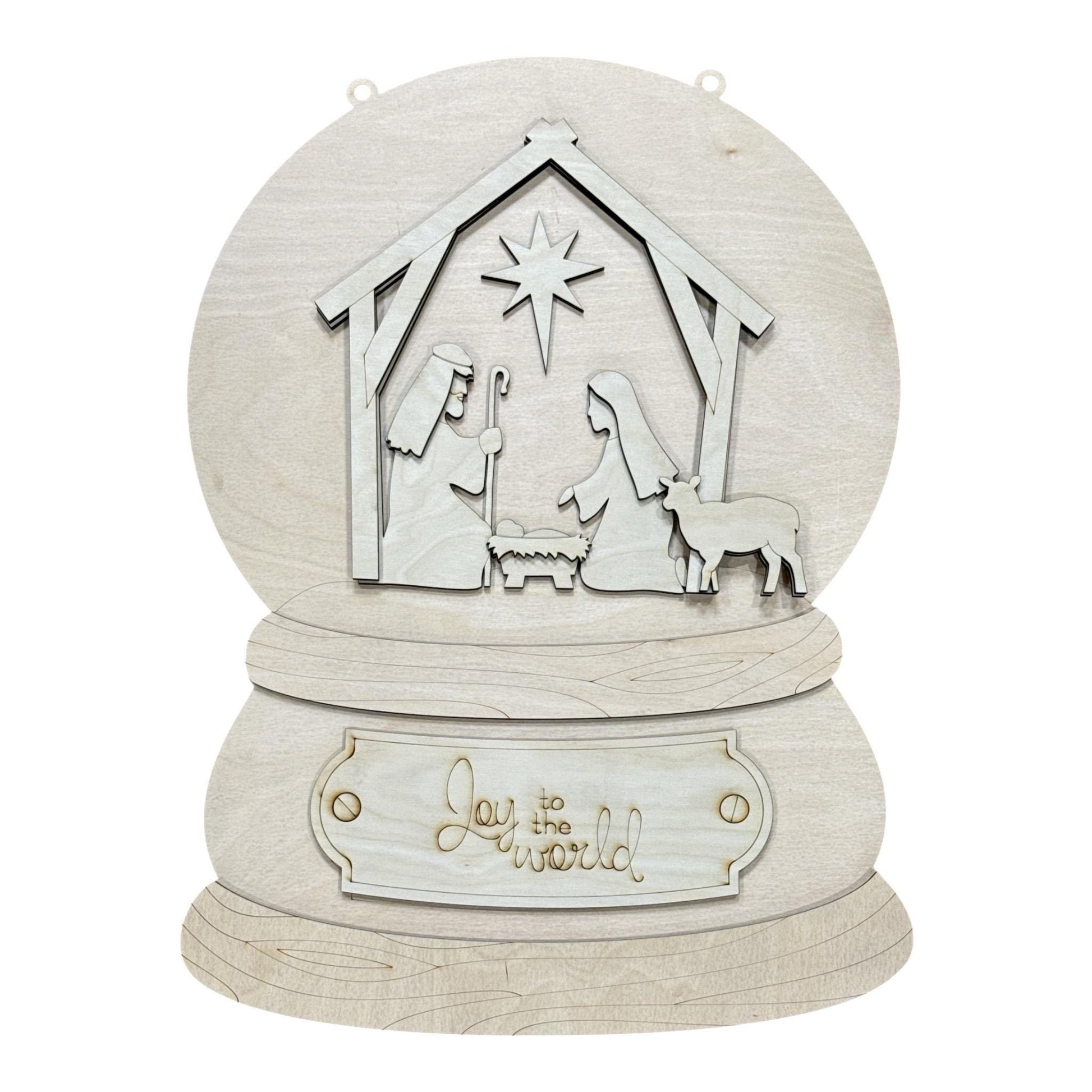 DIY Snowglobe Nativity Unfinished Wood Door Hanger: Paint Craft Project