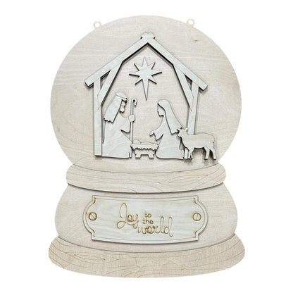 DIY Snowglobe Nativity Unfinished Wood Door Hanger: Paint Craft Project
