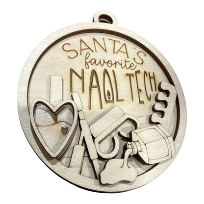 DIY Santa's Favorite Nail Tech Ornaments, Unfinished Christmas