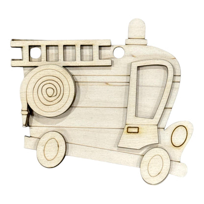 DIY Fire Truck Ornament, Fire Dept Ornament Unfinished