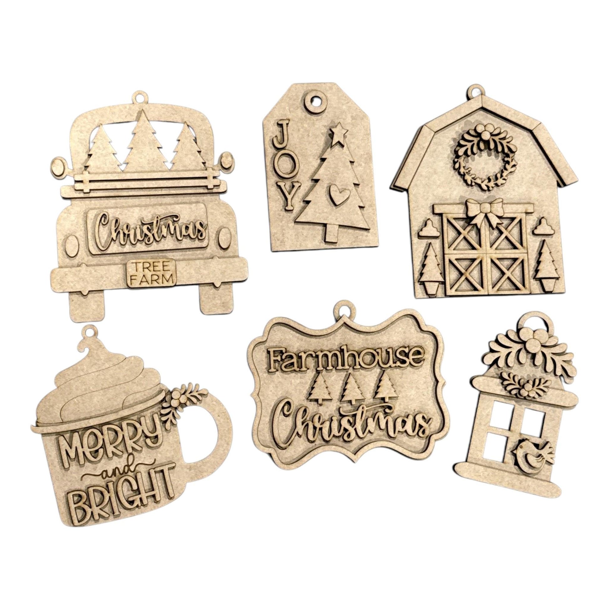 DIY Country Christmas Ornaments, Unfinished