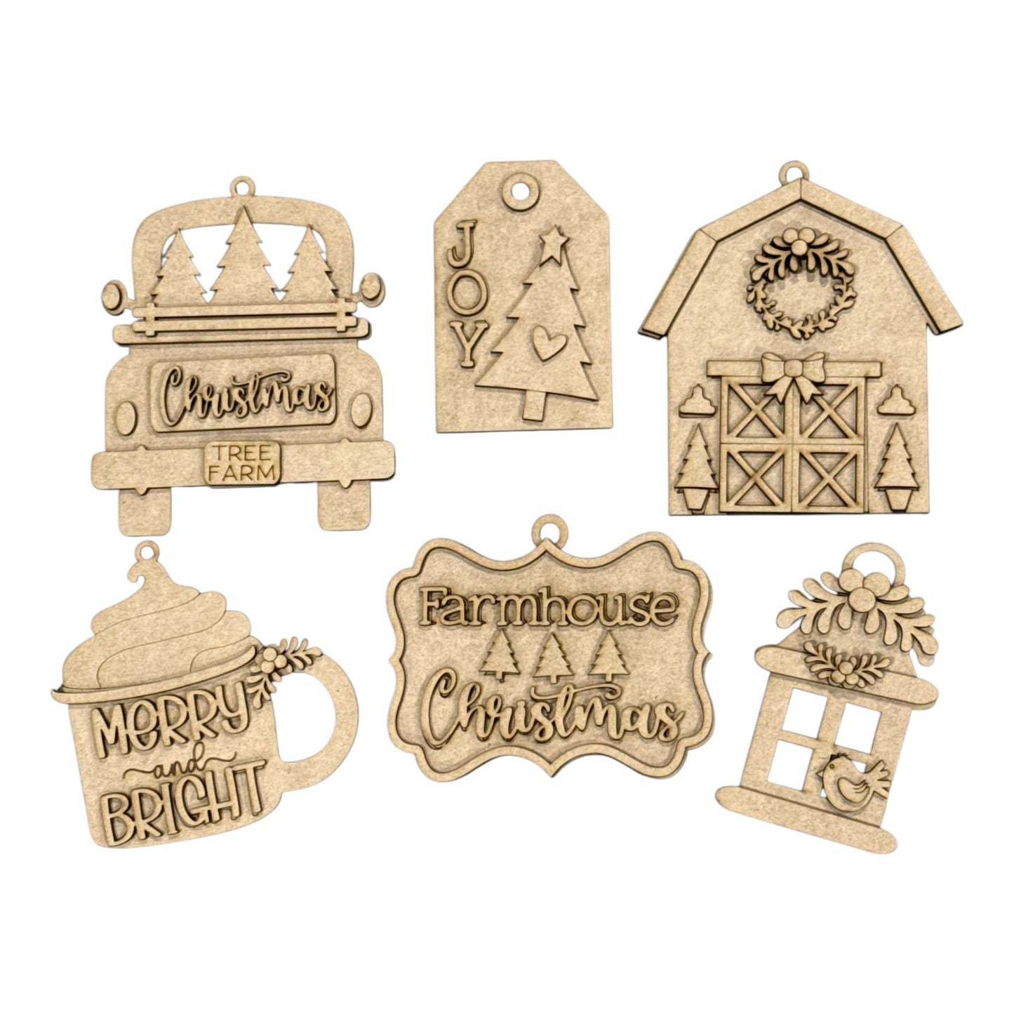DIY Country Christmas Ornaments, Unfinished
