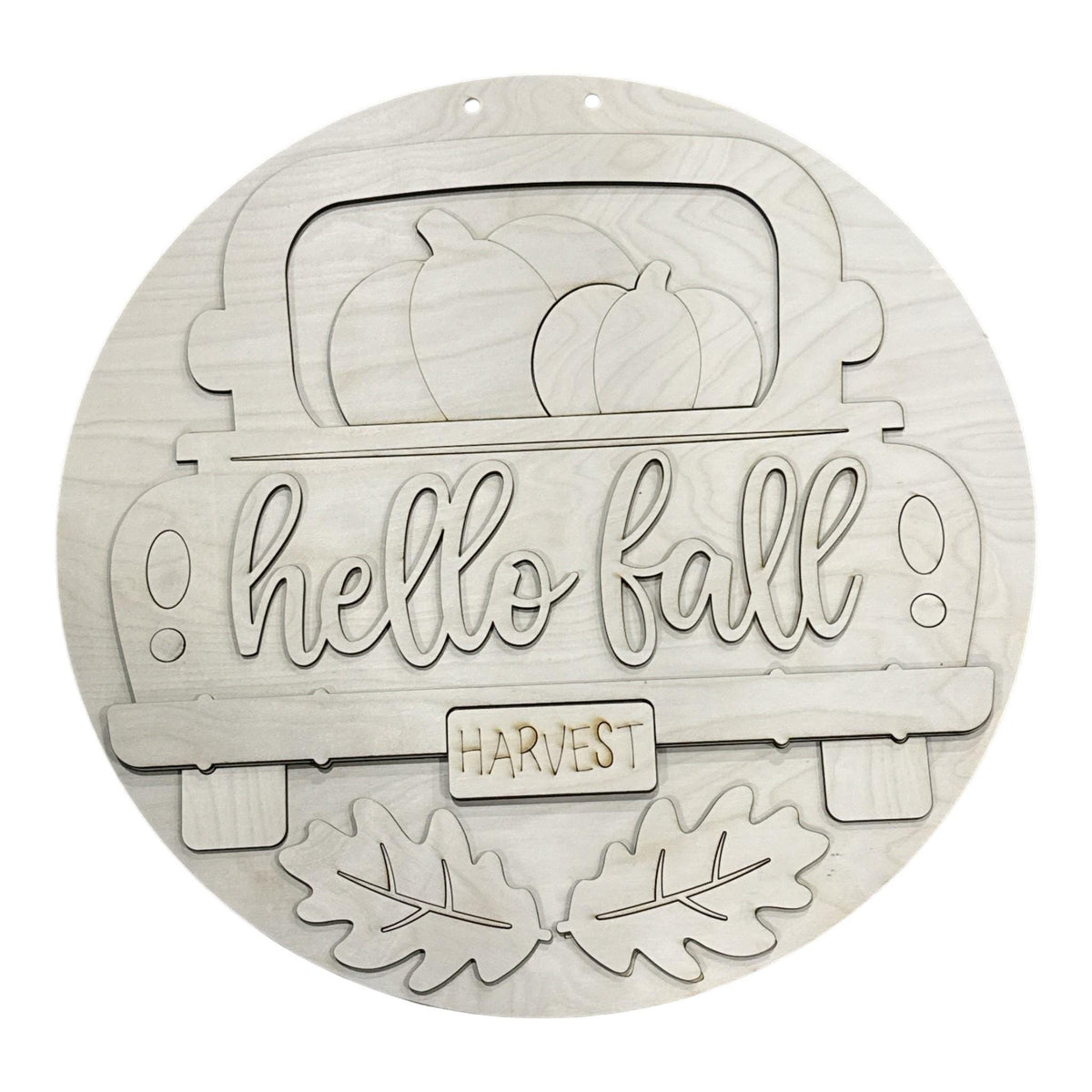 DIY Hello Fall Truck and Pumpkin Door Hanger, 3d Door Hanger, Unfinished Door Hanger