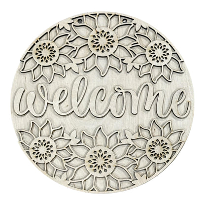 DIY Welcome Sunflower Door Hanger, 3d Door Hanger, Unfinished Door Hanger