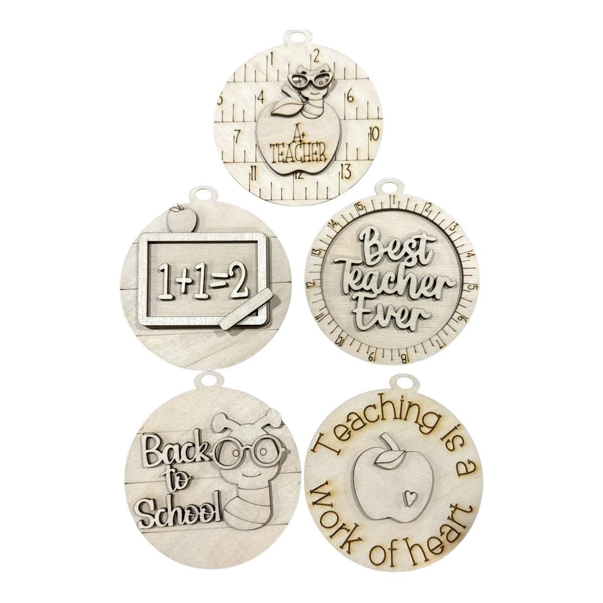 DIY Teacher Ornaments 2, Teacher Car Charms Unfinished