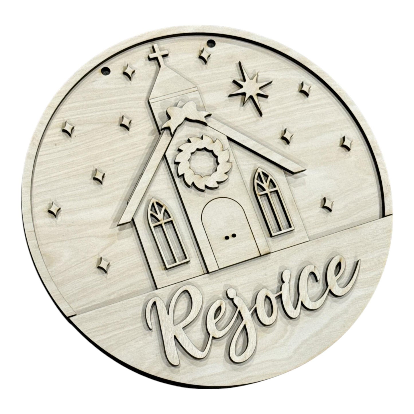 DIY Rejoice Christmas Church Door Hanger, 3d Door Hanger, Unfinished Door Hanger